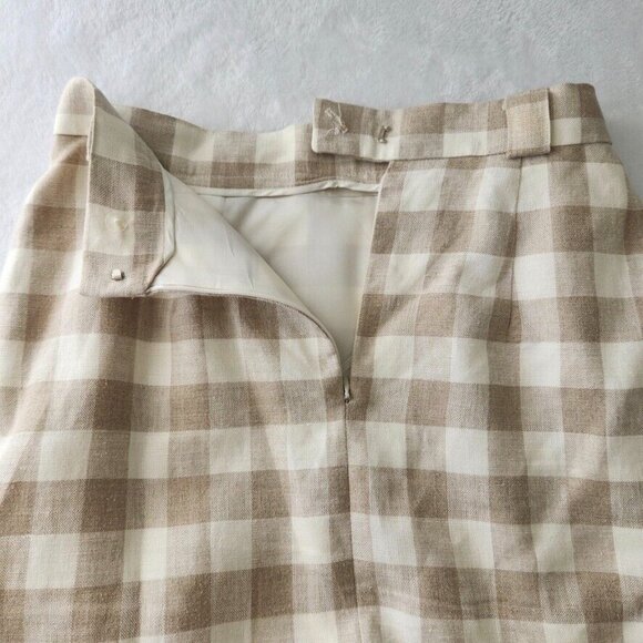 Vtg 70s Plaid Skirt Set Sz 10 Tan Jacket Union Made Linen JH Collectibles ILGWU - Picture 12 of 16